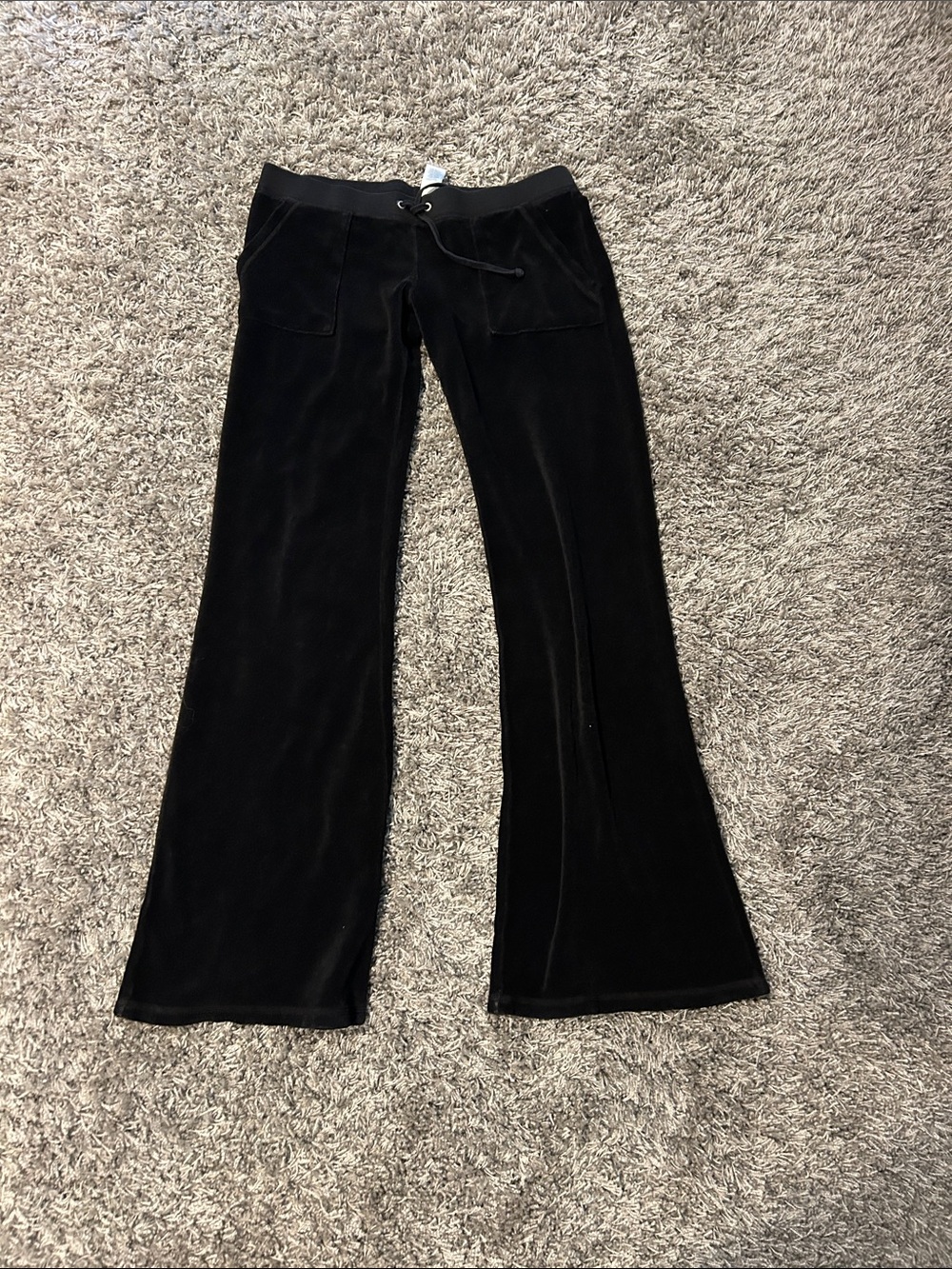 Vintage Juicy Couture Black Terry Cloth Boot Cut Pants